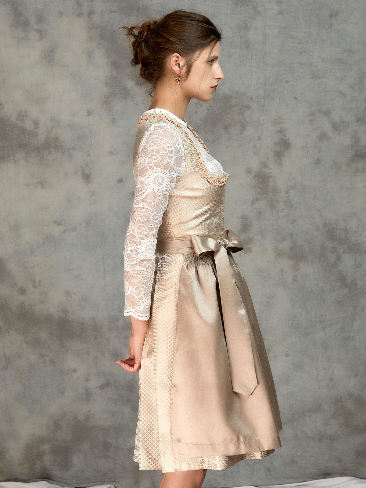 Beige all-over pattern Dirndl Mila 