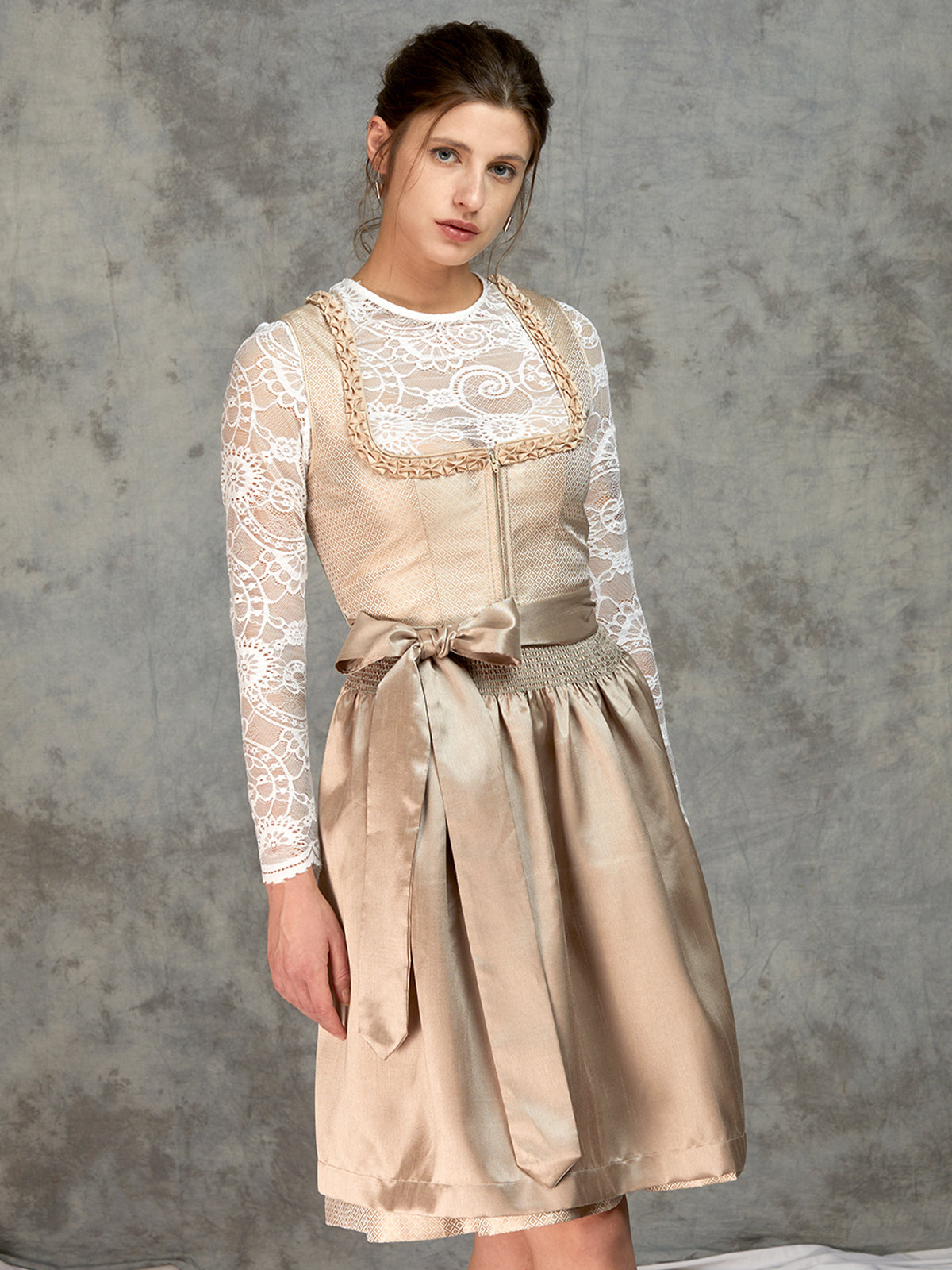 Beige all-over pattern Dirndl Mila 