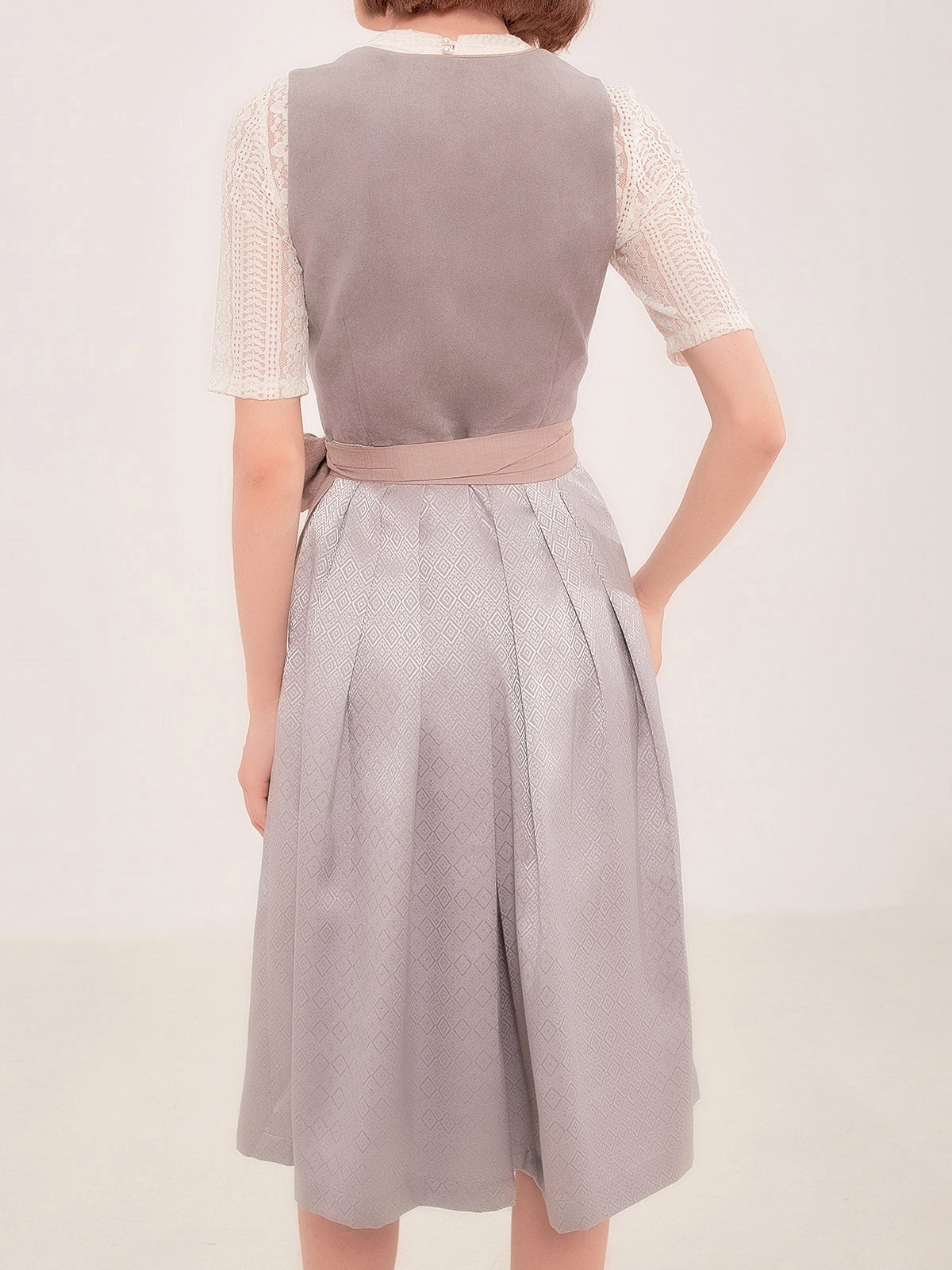 Grau Samt Strukturierter Dirndl Wiga