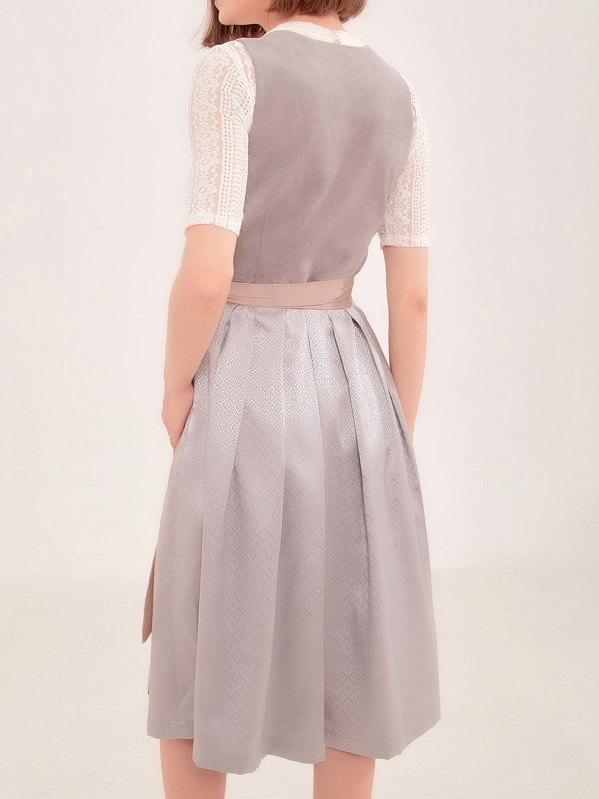 Grau Samt Strukturierter Dirndl Wiga