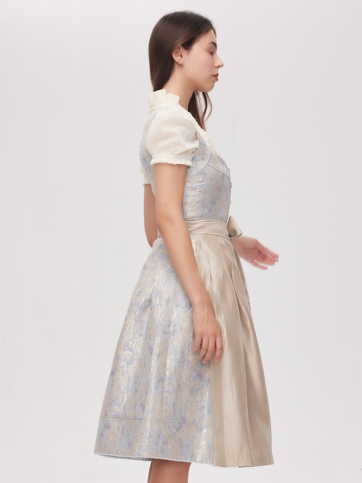 Blue Zipper Front Straight Neck Dirndl Gianna 