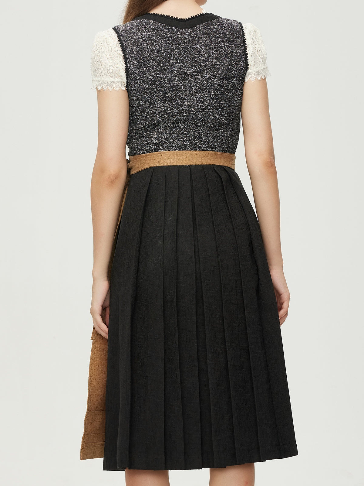 Black Zipper Front Straight Neck Dirndl Anemone 