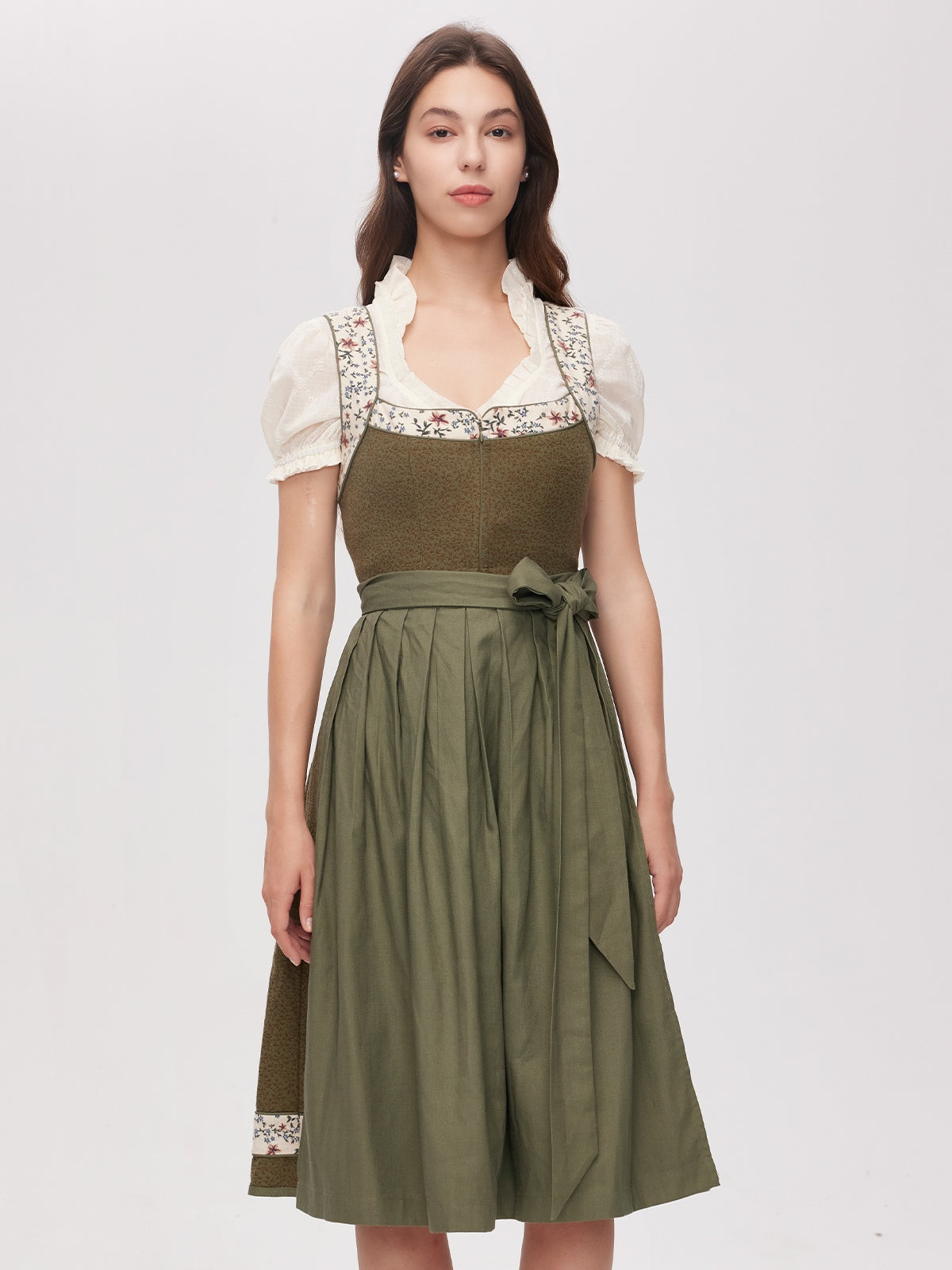 Green Zipper Front Sweetheart Neck Dirndl Ella 