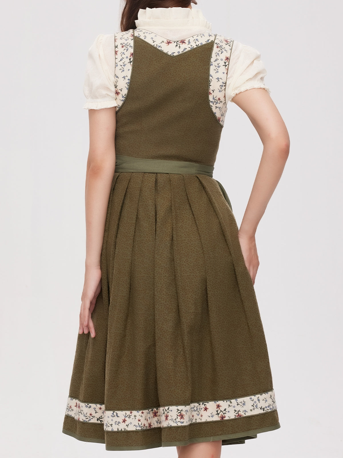 Green Zipper Front Sweetheart Neck Dirndl Ella 