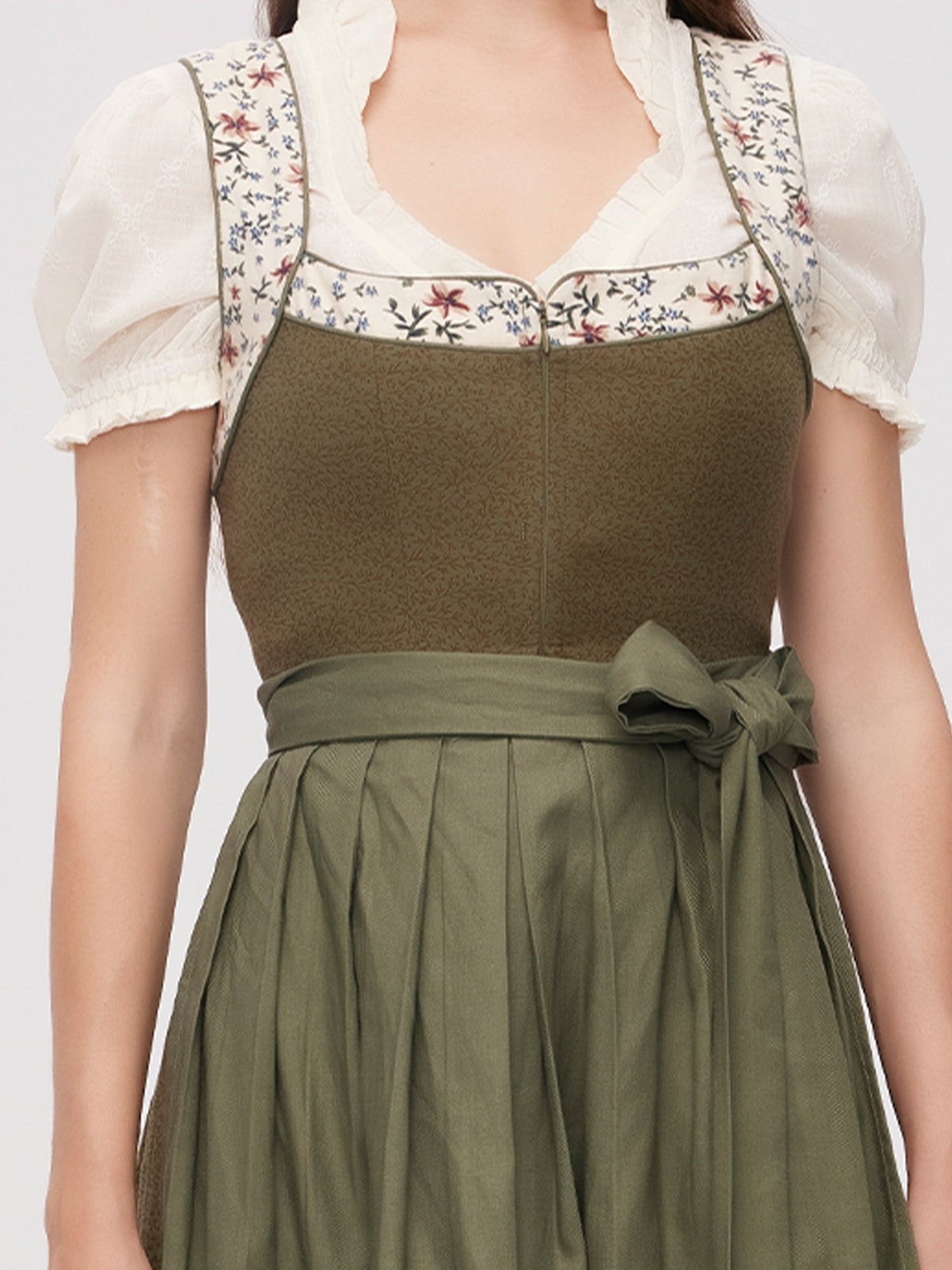 Green Zipper Front Sweetheart Neck Dirndl Ella 