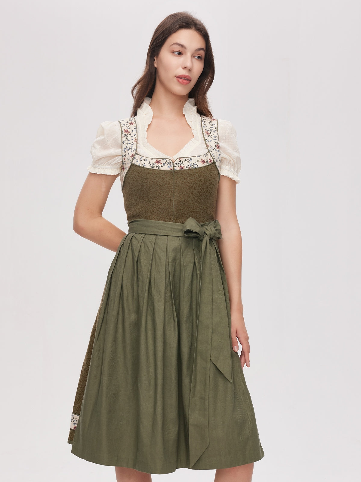 Green Zipper Front Sweetheart Neck Dirndl Ella 