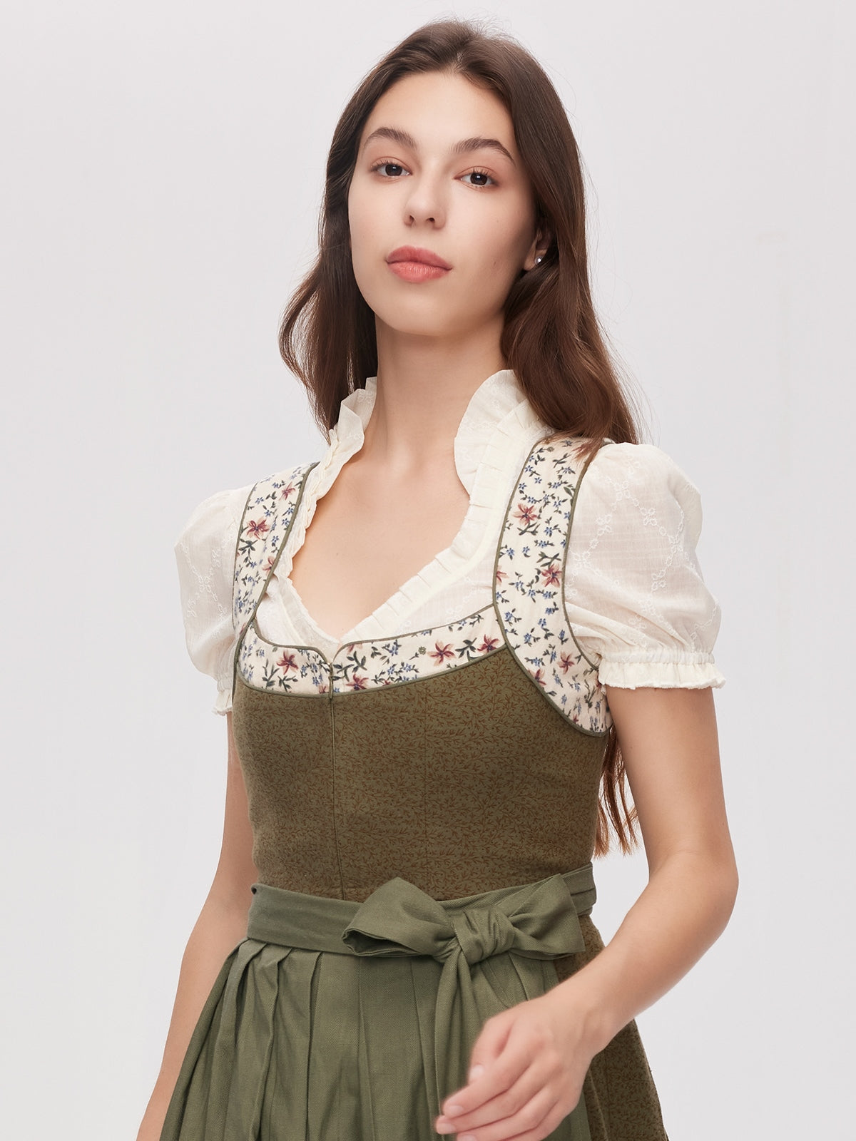 Green Zipper Front Sweetheart Neck Dirndl Ella 