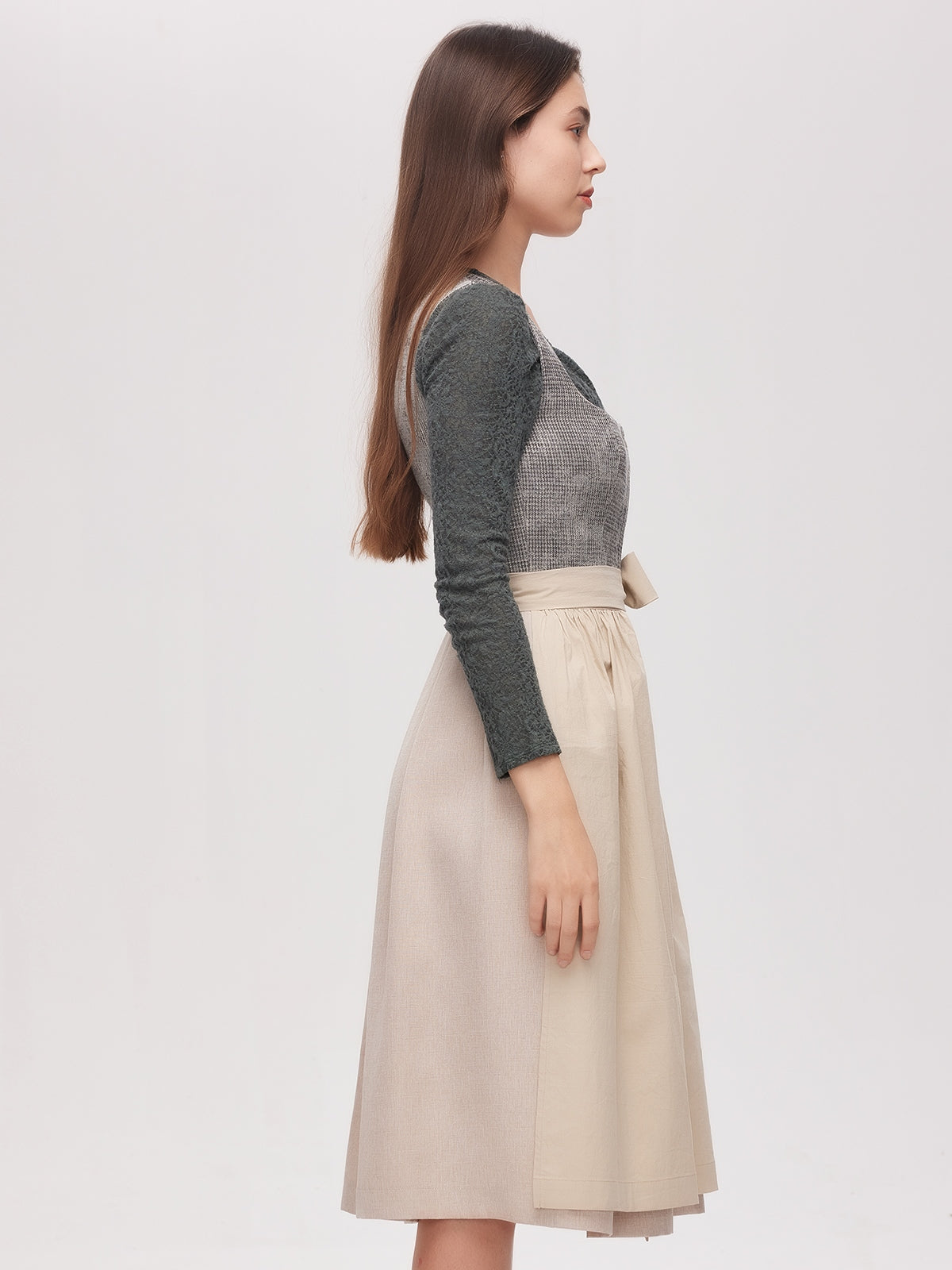 Green Zipper Front Straight Neck Dirndl Caroline 