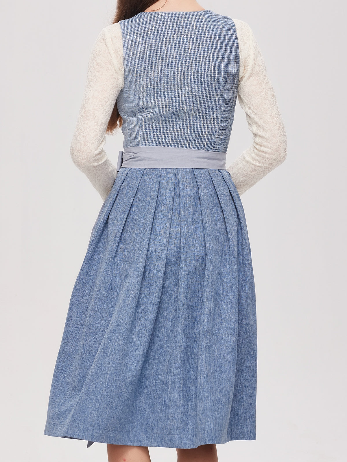 Blue Zipper Front Straight Neck Dirndl Caroline 