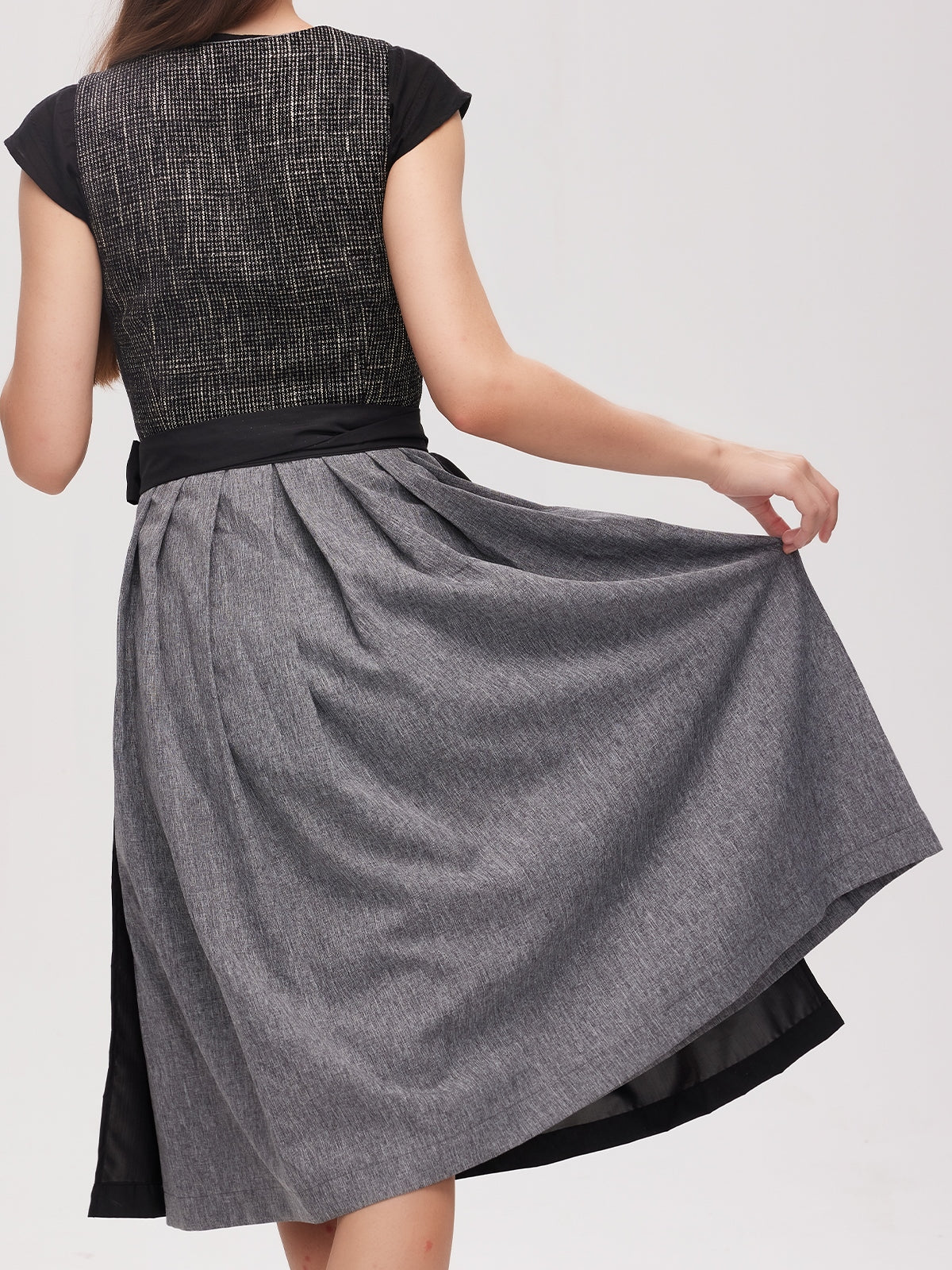 Black Zipper Front Straight Neck Dirndl Caroline 