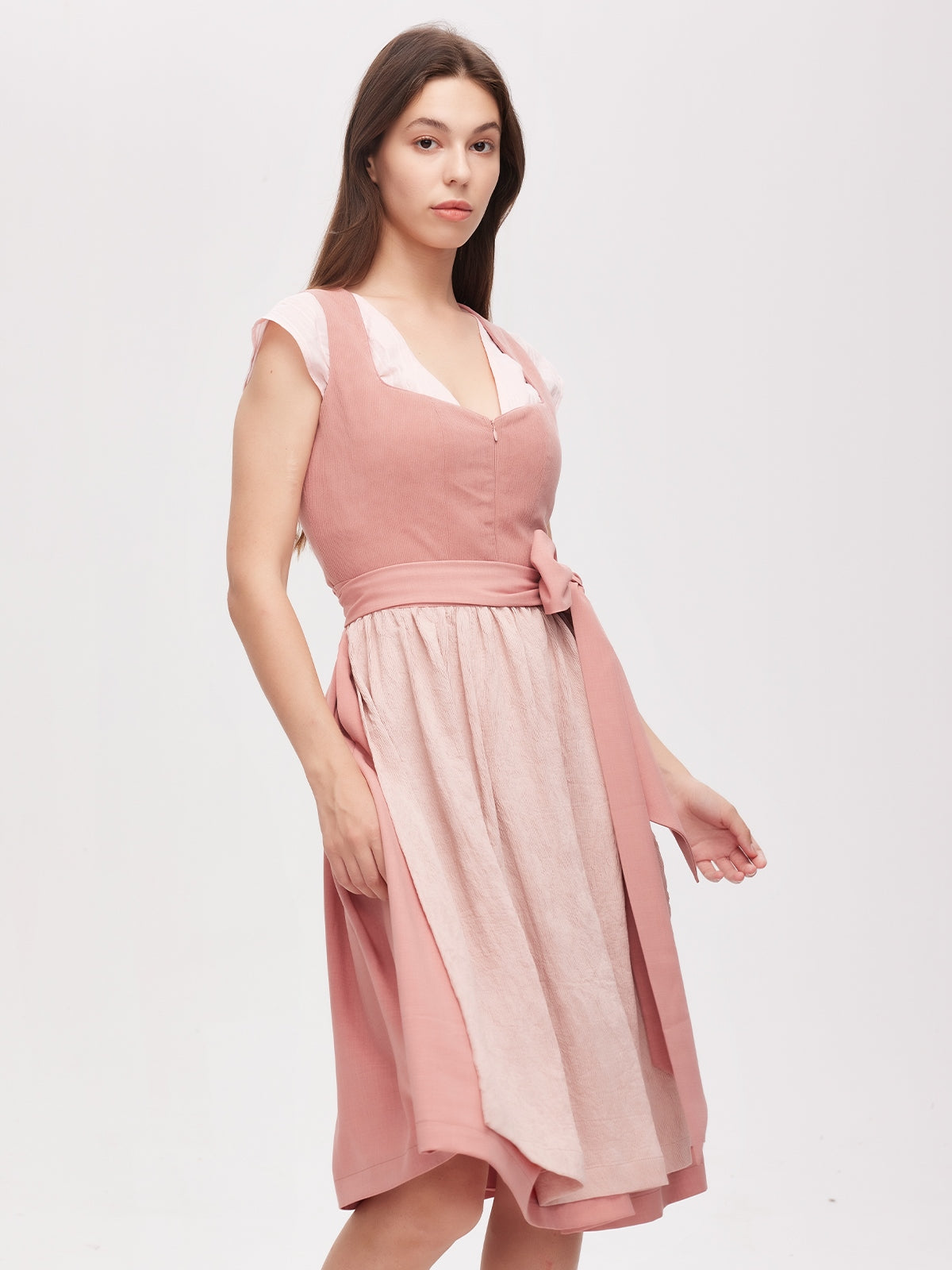 Rosa Reißverschluss Vorne Herz-Ausschnitt Dirndl Kira