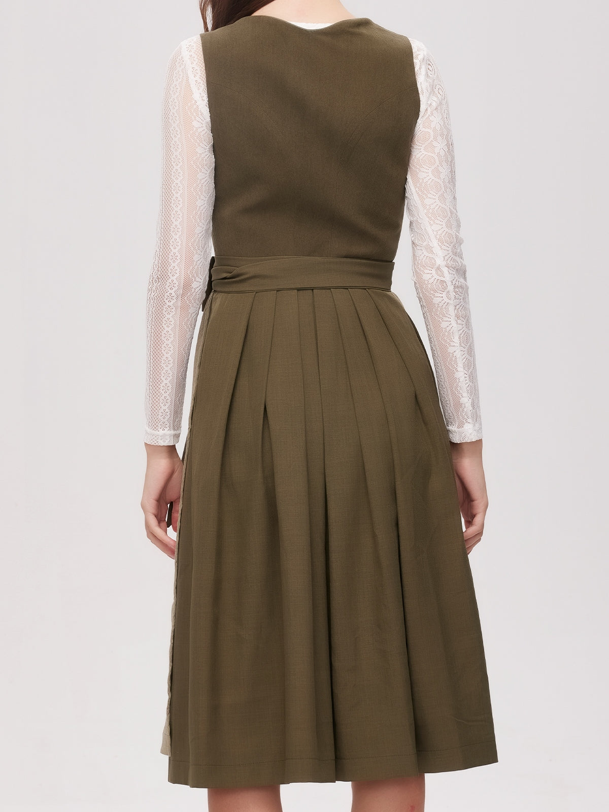 Green Zipper Front Sweetheart Neck Dirndl Kira 