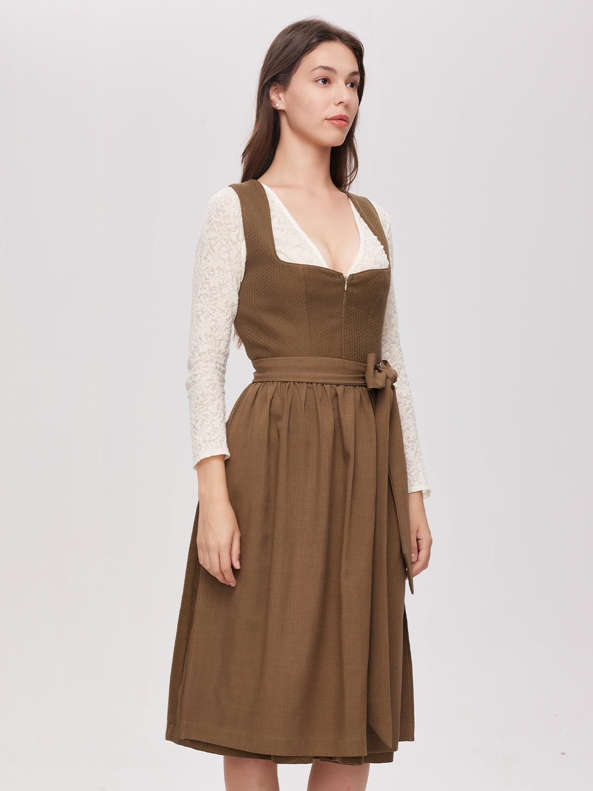 Green Zipper Front Sweetheart Neck Dirndl Camille 