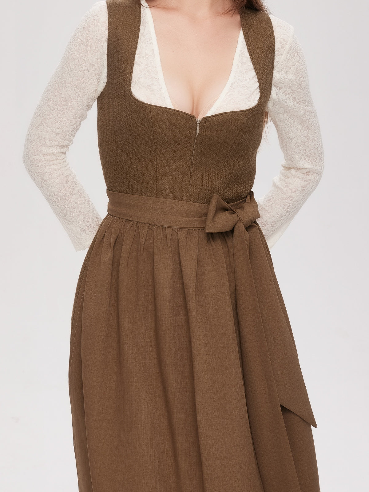 Green Zipper Front Sweetheart Neck Dirndl Camille 