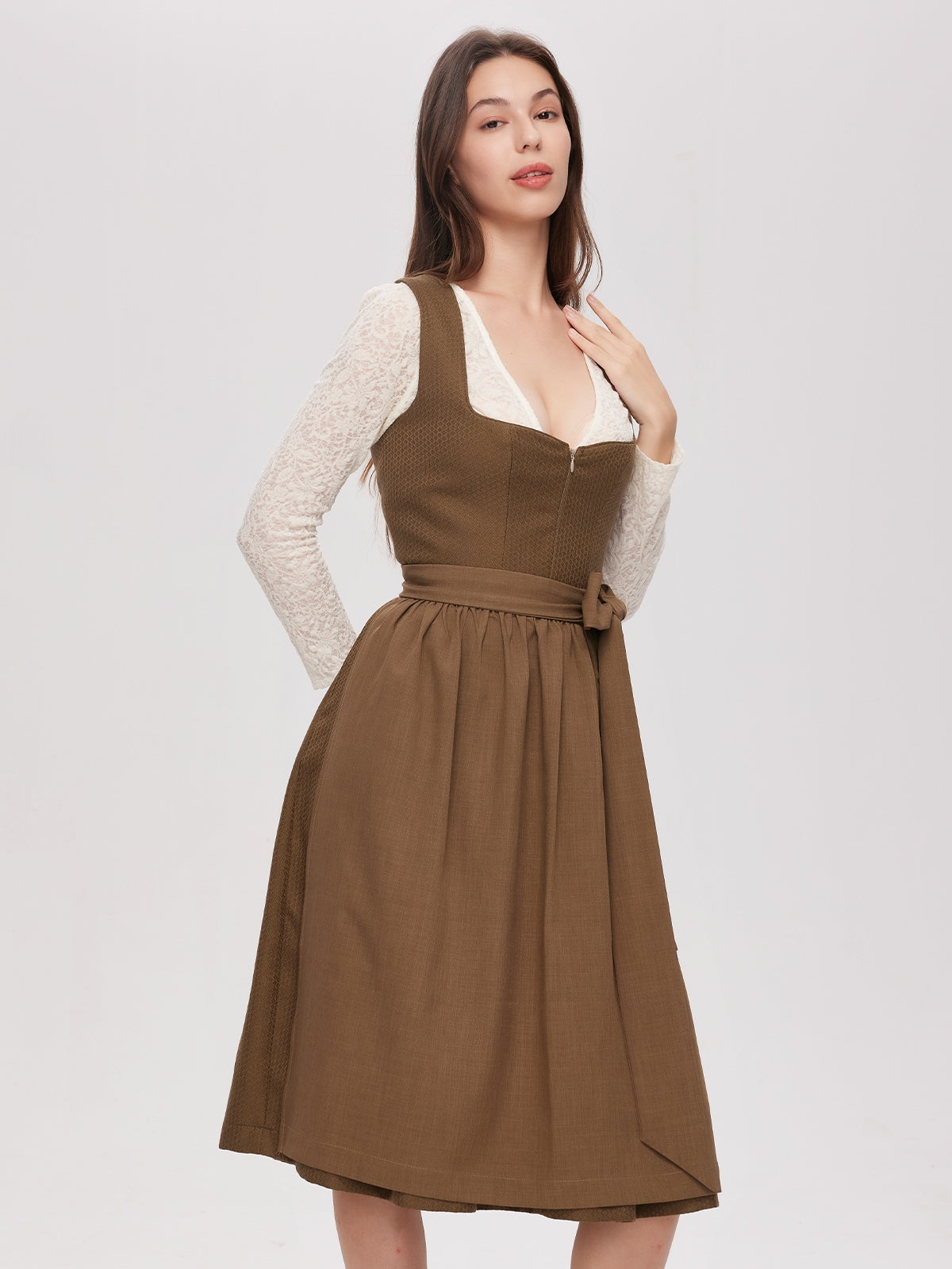 Green Zipper Front Sweetheart Neck Dirndl Camille 