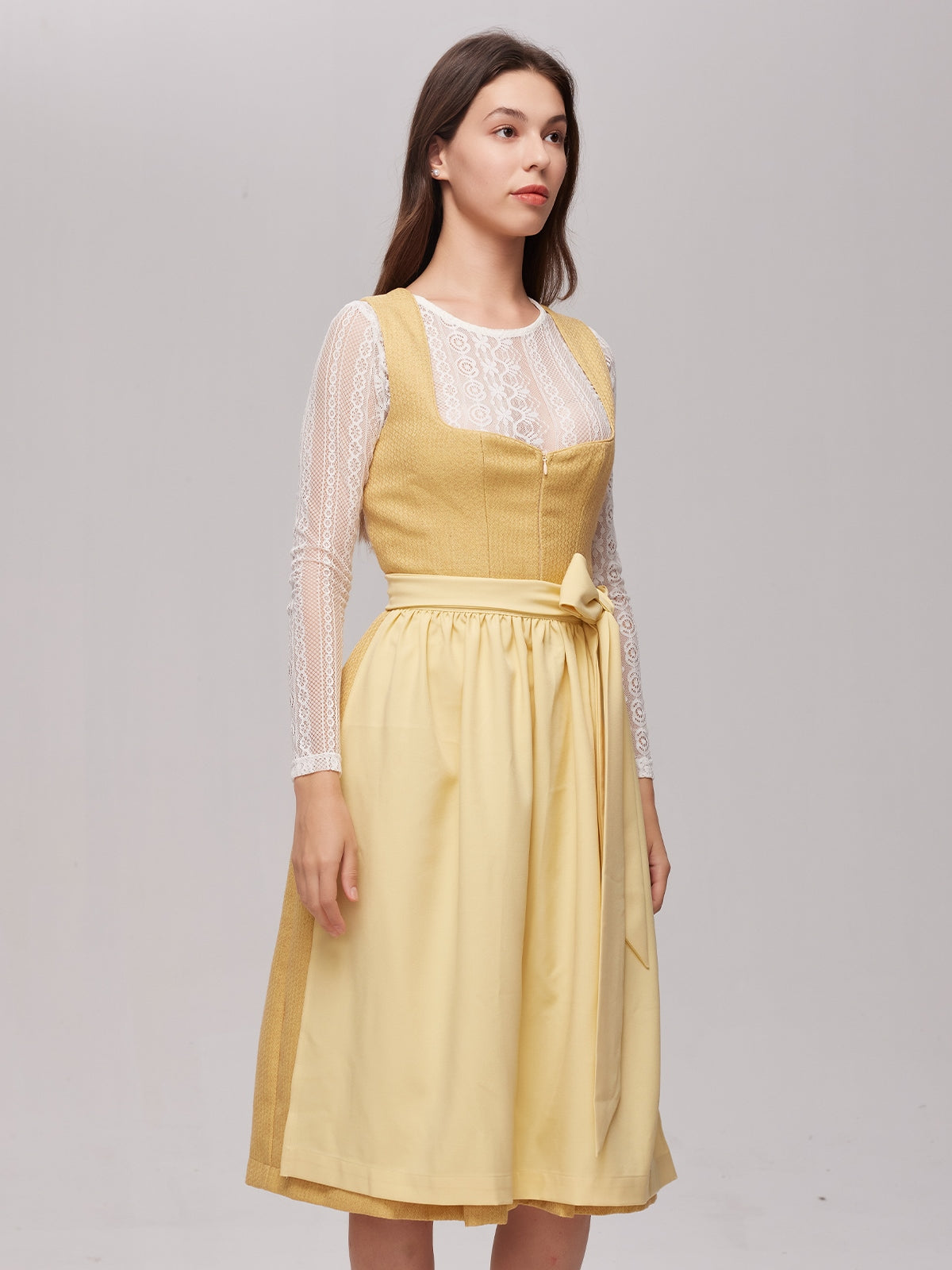 Yellow Zipper Front Sweetheart Neck Dirndl Camille 