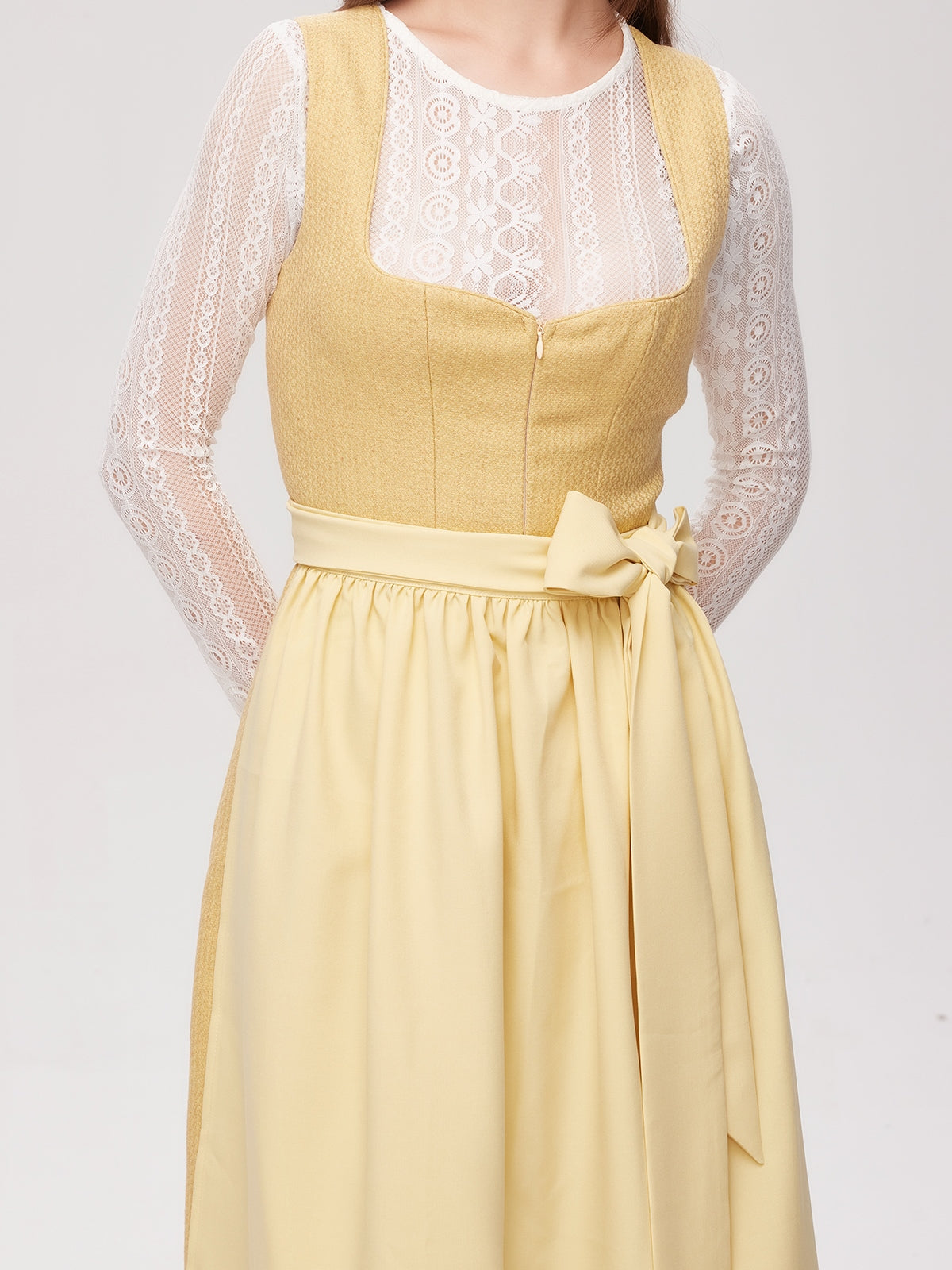 Yellow Zipper Front Sweetheart Neck Dirndl Camille 