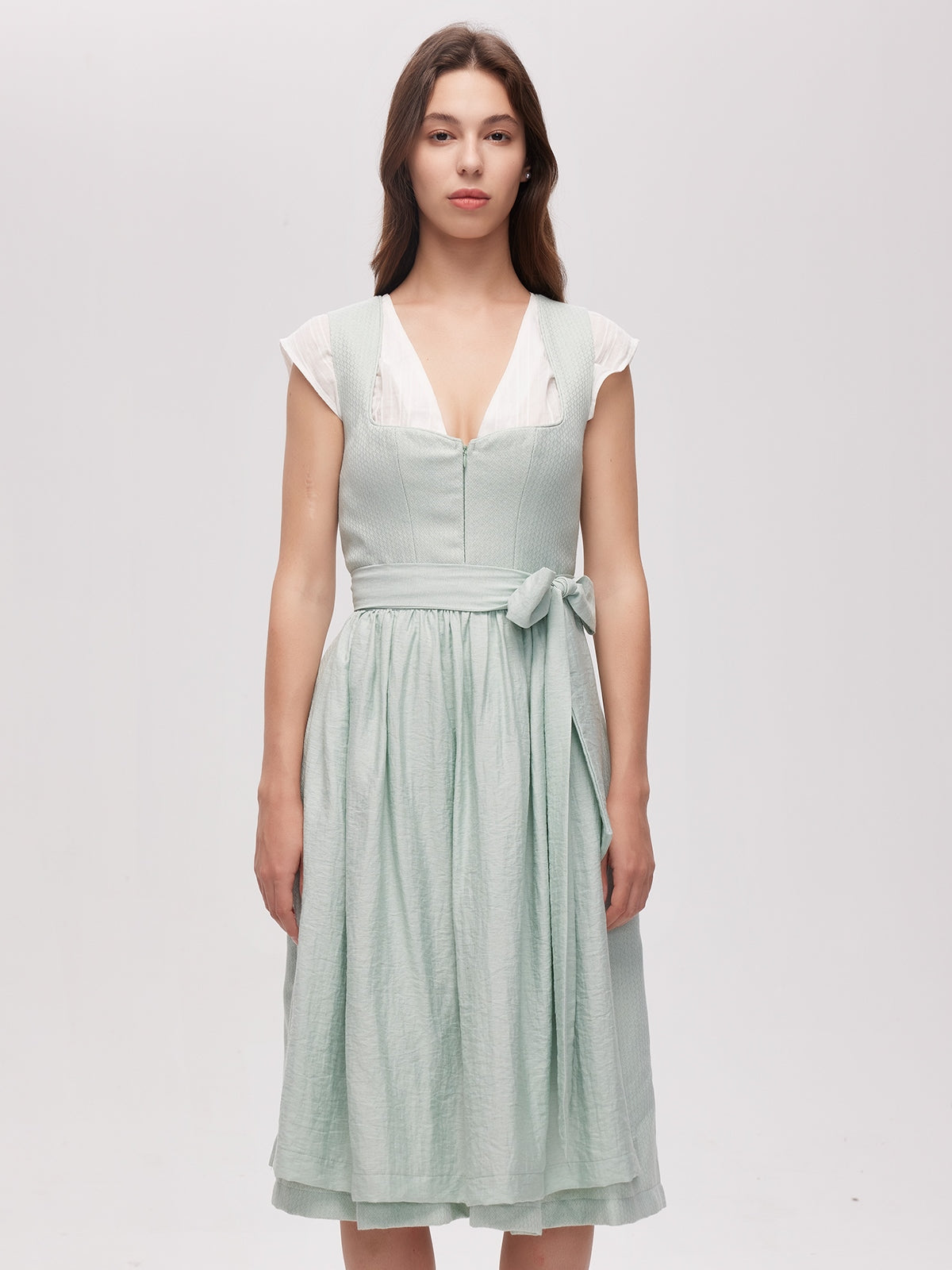 Green Zipper Front Sweetheart Neck Dirndl Camille 