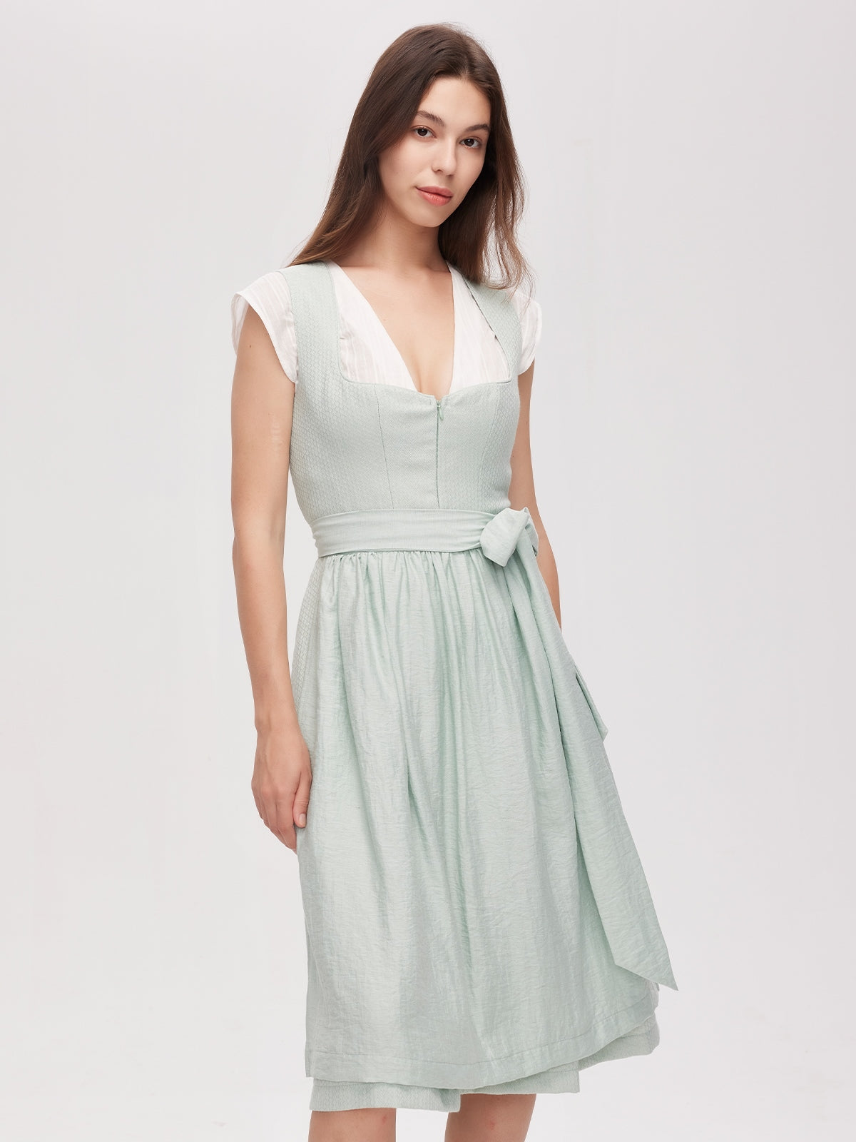 Green Zipper Front Sweetheart Neck Dirndl Camille 