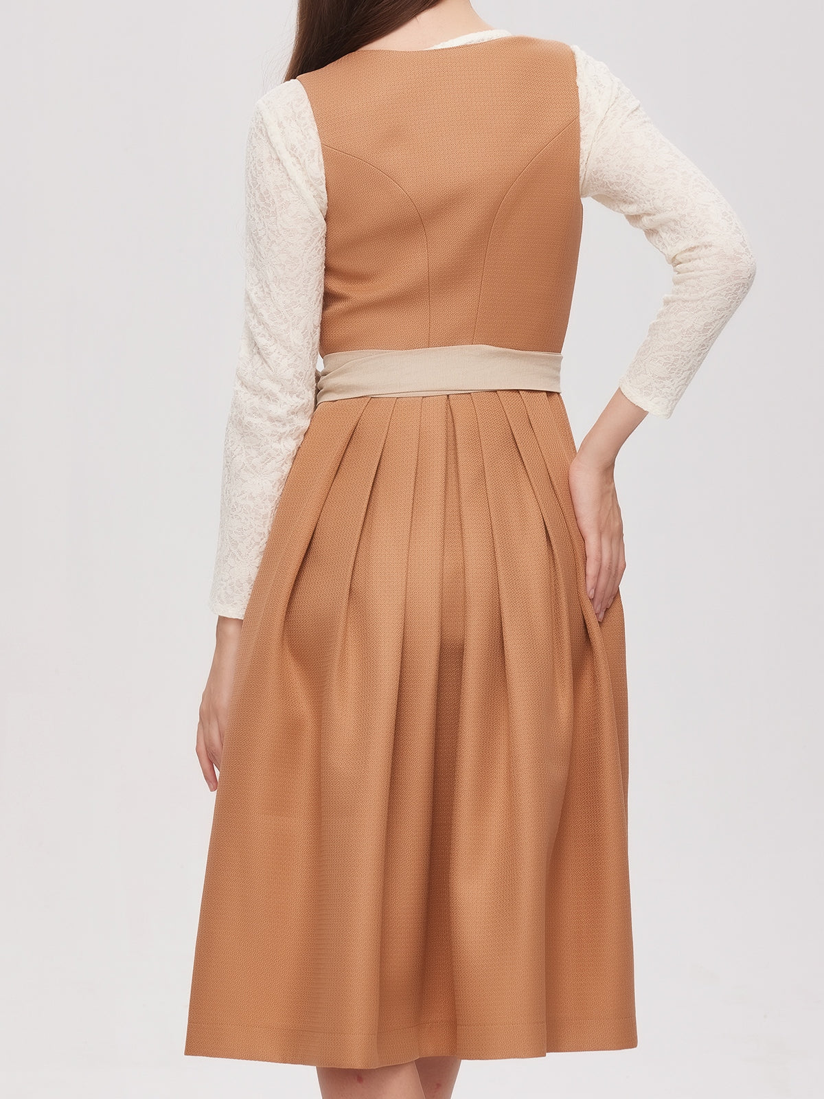 Orange Zipper Front Sweetheart Neck Dirndl Camille 