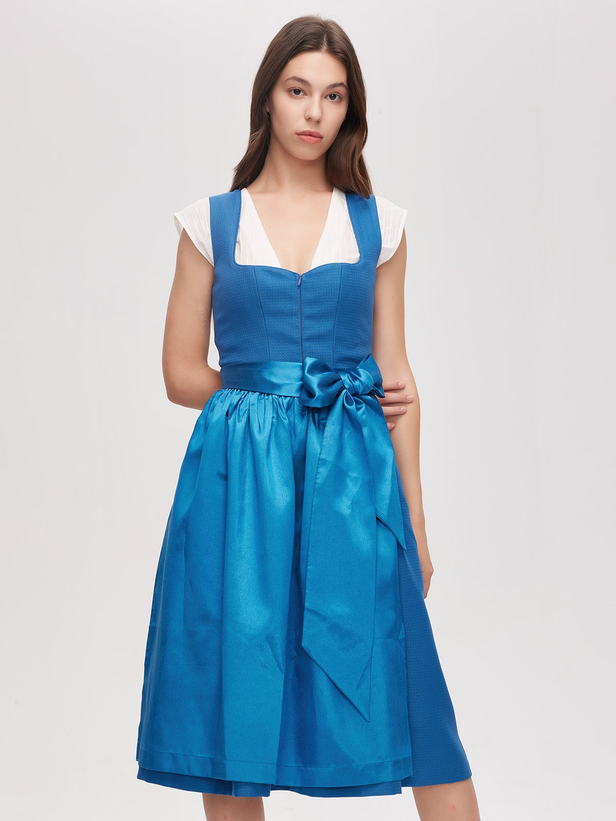 Blue Zipper Front Sweetheart Neck Dirndl Camille 