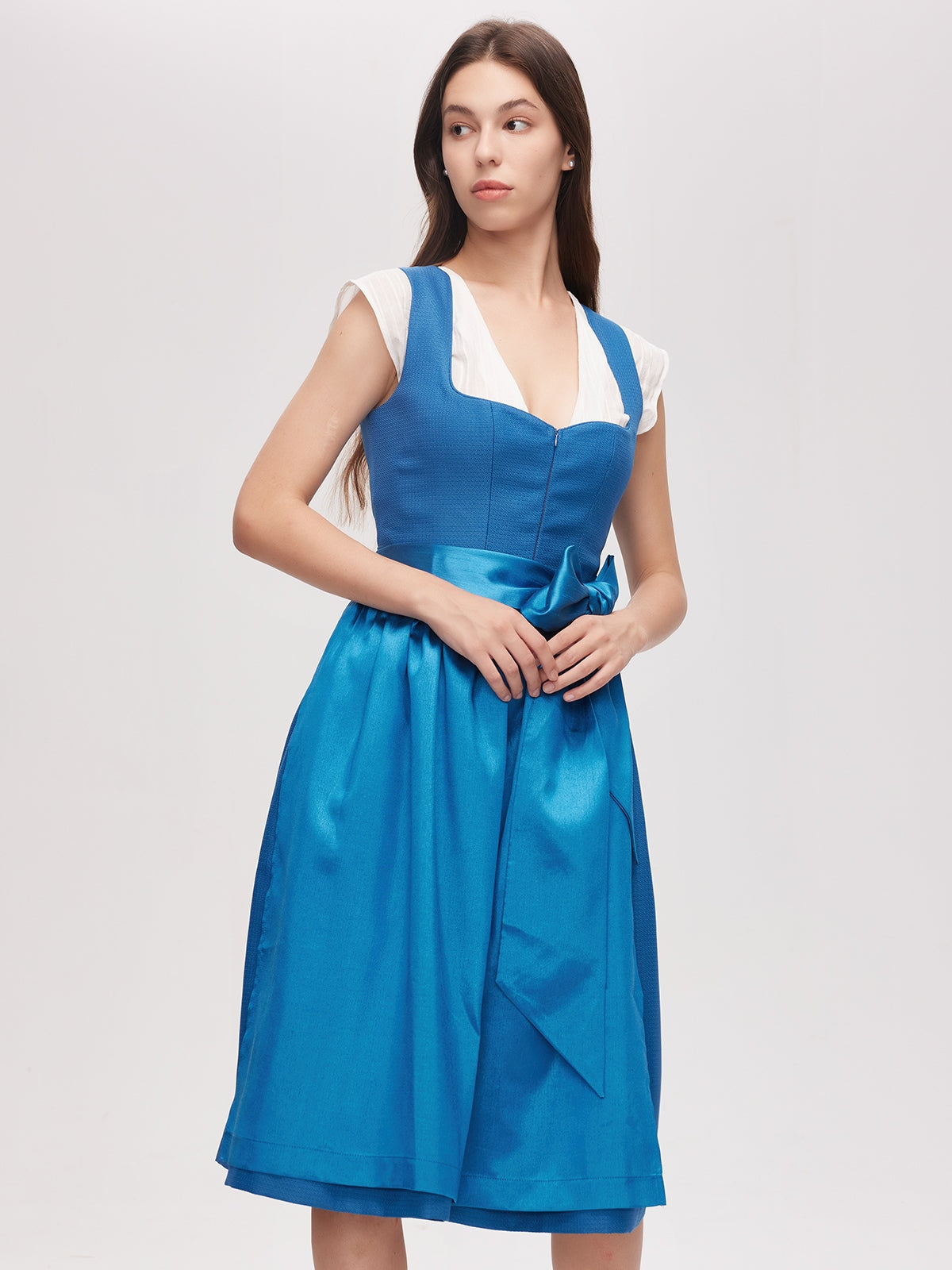 Blue Zipper Front Sweetheart Neck Dirndl Camille 